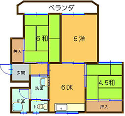 温品ビル 3DKの間取図画像
