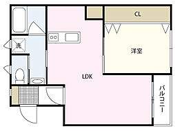 リーベ上東雲 1LDKの間取図画像