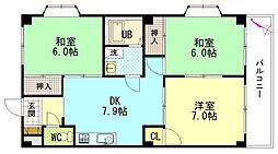 セントラルリバーC 3DKの間取図画像