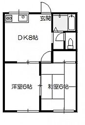 メゾンK 2DKの間取図画像