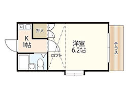 リバーサイド楽々園 1Kの間取図画像