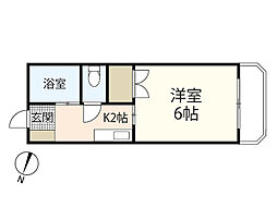ハッピーハウス 1Kの間取図画像