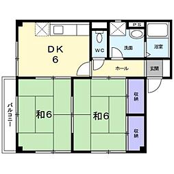 エルコーポ上の浜 2DKの間取図画像