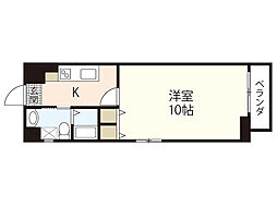ウイングステーションサイド 1Kの間取図画像