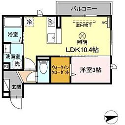 メルヴェール 1LDKの間取図画像
