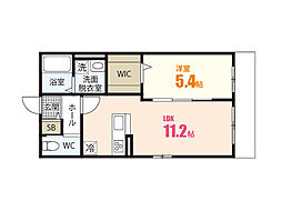 プライムリュクスフラット 1LDKの間取図画像
