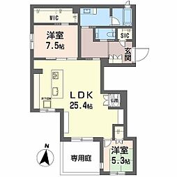 ラウンドヒルズK 2LDKの間取図画像