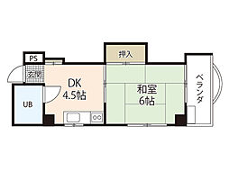 青葉ビル 1DKの間取図画像
