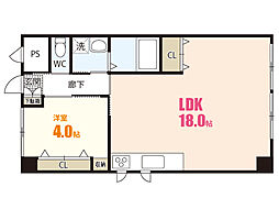 アップルビルディング 1LDKの間取図画像