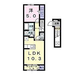カーサ グラシオッソ A 1LDKの間取図画像