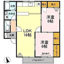 ファミールヒロB 2LDKの間取図画像