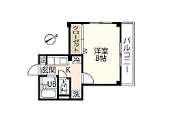 カーサメント西白島 1Kの間取図画像