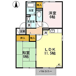 セジュール安芸 2LDKの間取図画像