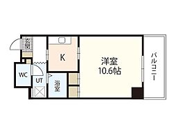 ディアメゾン十日市 1Kの間取図画像
