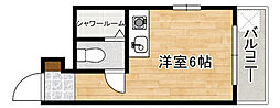 NODACO宇品神田 ワンルームの間取図画像