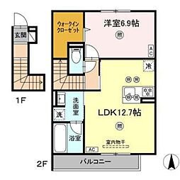 パーク・ボヌール D棟 1LDKの間取図画像