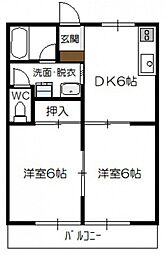 ビュウハイツ寺本 2DKの間取図画像