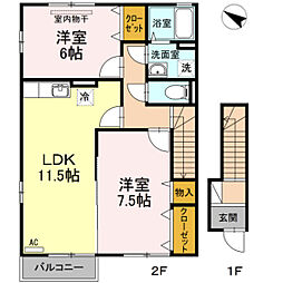 セジュール櫻C 2LDKの間取図画像
