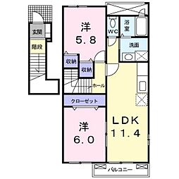 リバーサイドレジデンスB 2LDKの間取図画像