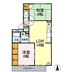メゾン清水2 2LDKの間取図画像