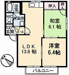 ディアス中山A 2LDKの間取図画像