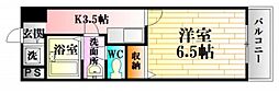 スターライト北斗ビル 1Kの間取図画像