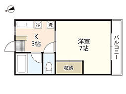 シティハイムオリオン 1Kの間取図画像