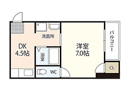 ふじビル 1Kの間取図画像