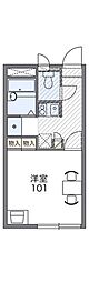 レオパレスジュネスM・K 1Kの間取図画像