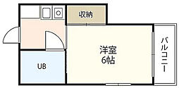 旭マンション 1Kの間取図画像