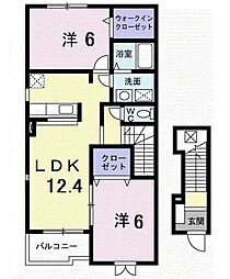 アプリコットC 2LDKの間取図画像