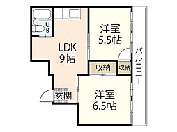 絹谷ビル 2DKの間取図画像