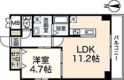 ルネスクレアーレヴェント 1LDKの間取図画像