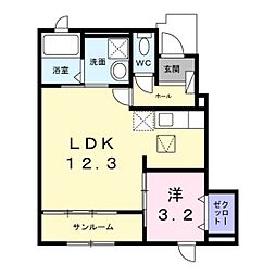 コンフィー中山台II 1LDKの間取図画像