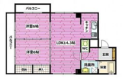 クレセントハウス 2LDKの間取図画像