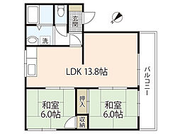 ハイツヴォジョレーB 2LDKの間取図画像