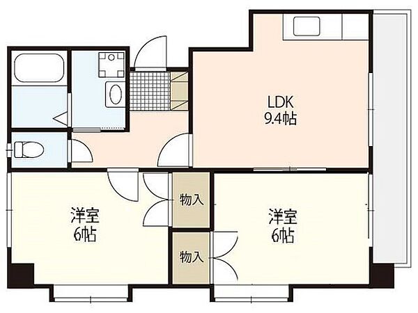 第2アワノビル ｜広島県広島市西区草津東2丁目(賃貸マンション2LDK・2階・51.13㎡)の写真 その2