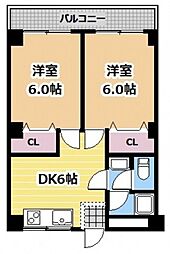 日吉マンション 2階2DKの間取り