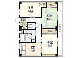 サンローレル宮内A棟 4階3DKの間取り
