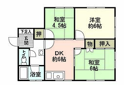 山下マンション 2階3DKの間取り