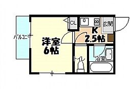 メルカード壱番館 1階1Kの間取り