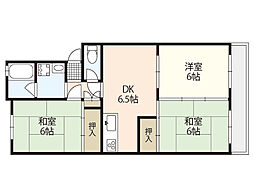 竜神ハイツ 4階3DKの間取り