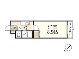 コンフォート祇園 2階1Kの間取り