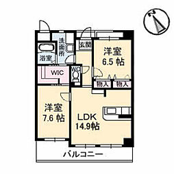 プリム　ローズ 6階2LDKの間取り