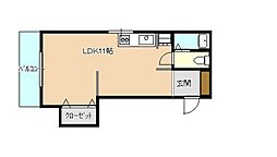 ロイヤルレジデンス 3階ワンルームの間取り