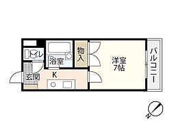 ハイムエトワール 2階1Kの間取り