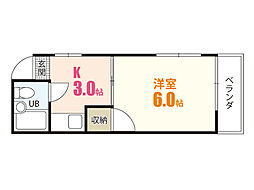 ホワイトハイム 1Kの間取図画像