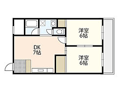 ガナドール安東 3階2DKの間取り