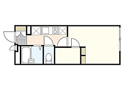 レオパレスあさひ 3階1Kの間取り