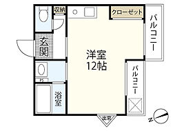 グレイス山本 1階ワンルームの間取り